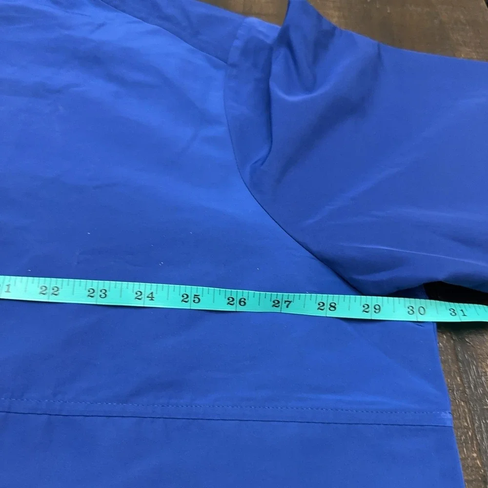 Cutter & Buck Jacket Mens 2XL Blue White Hooded 1/4 Zip Packable Windbreaker